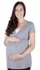 MijaCulture - 2 in1 Maternity and nursing elegant shirt top short sleeves 7104 Dora Melange